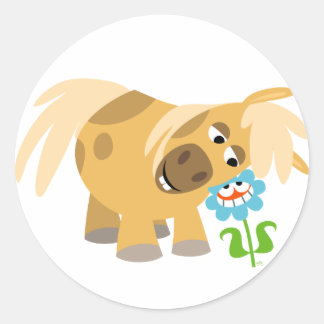 Adesivo Redondo Cartoon Pony e autocolante