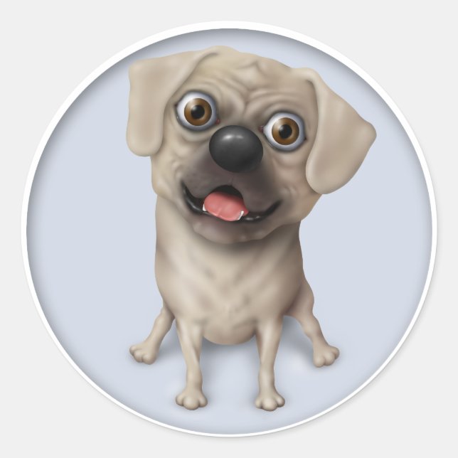 Adesivo Redondo Cartoon Pugle 2 (Frente)