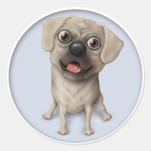 Adesivo Redondo Cartoon Pugle 2