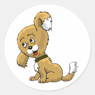 Adesivo Redondo Cartoon Puppy