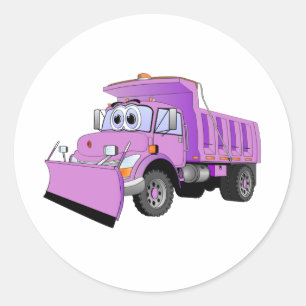 Adesivo Redondo Cartoon Purple Snow Plow