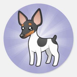 Adesivo Redondo Cartoon Rat Terrier / Toy Fox Terrier