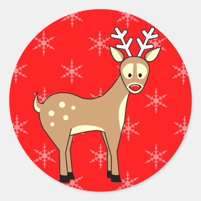 Adesivo Redondo Cartoon Reindeer Holiday Stickers (Frente)