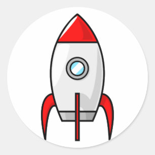 Adesivo Redondo Cartoon Rocket