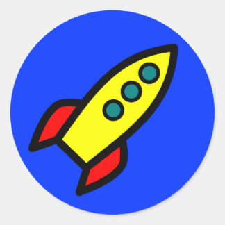 Adesivo Redondo Cartoon Rocket Ship