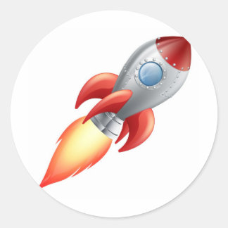 Adesivo Redondo Cartoon Rocket Space ship