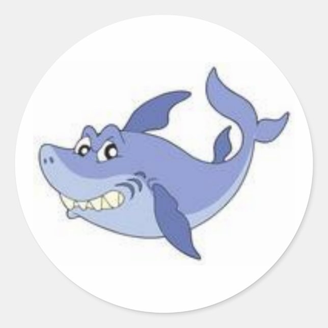 Adesivo Redondo Cartoon Shark Sticker (Frente)