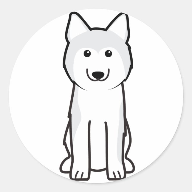 Adesivo Redondo Cartoon Siberian Husky Dog (Frente)