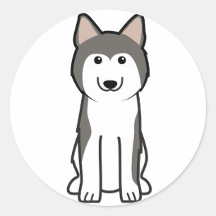 Adesivo Redondo Cartoon Siberian Husky Dog