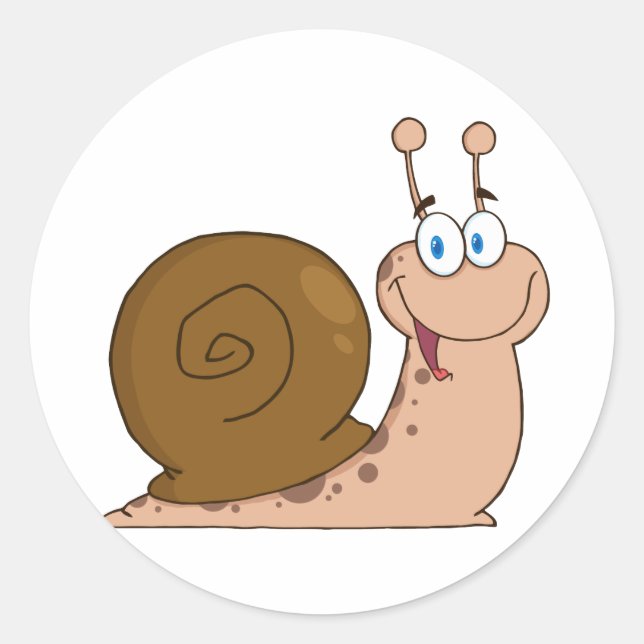 Adesivo Redondo Cartoon Snail Feliz (Frente)