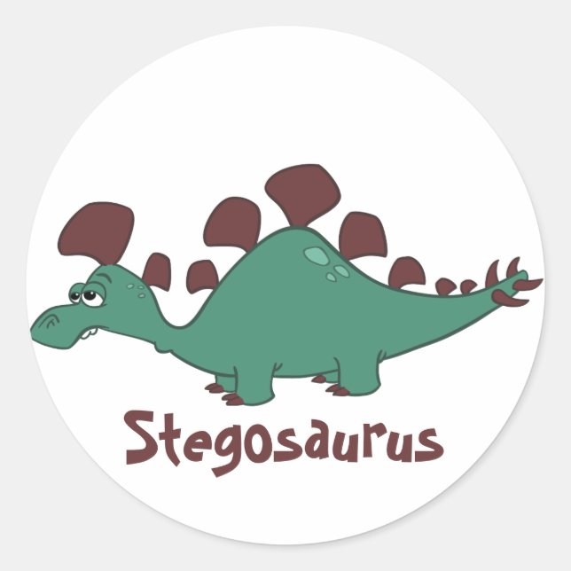 Adesivo Redondo Cartoon Stegosaurus (Frente)