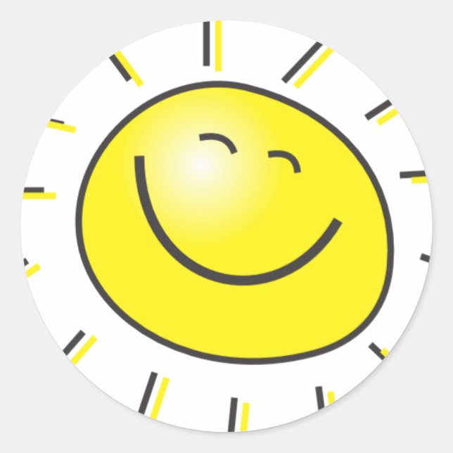 Adesivo Redondo Cartoon Sun Round Sticker (Frente)