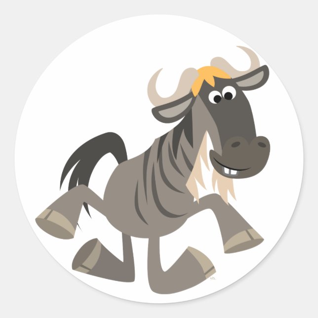 Adesivo Redondo Cartoon Tap Dancing Wildebeest Sticker (Frente)