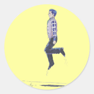 Adesivo Redondo Cartoon tradicional irlandês para dança