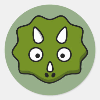 Adesivo Redondo Cartoon triceratops face