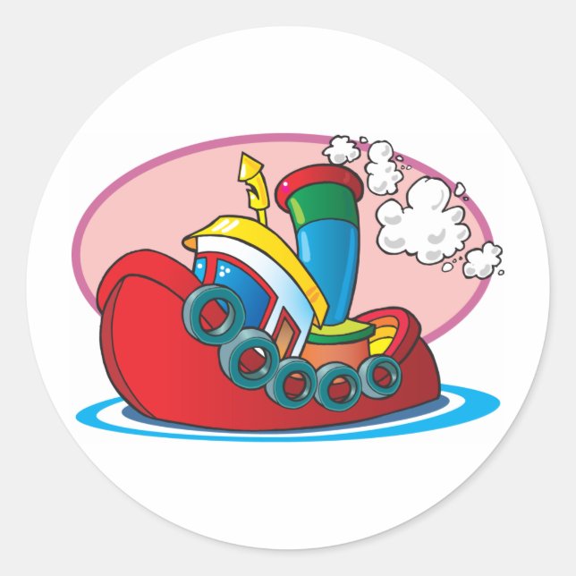 Adesivo Redondo Cartoon Tugboat (Frente)