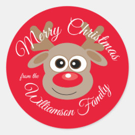 Adesivo Redondo Cartoon Vermelho de Grafo de Natal