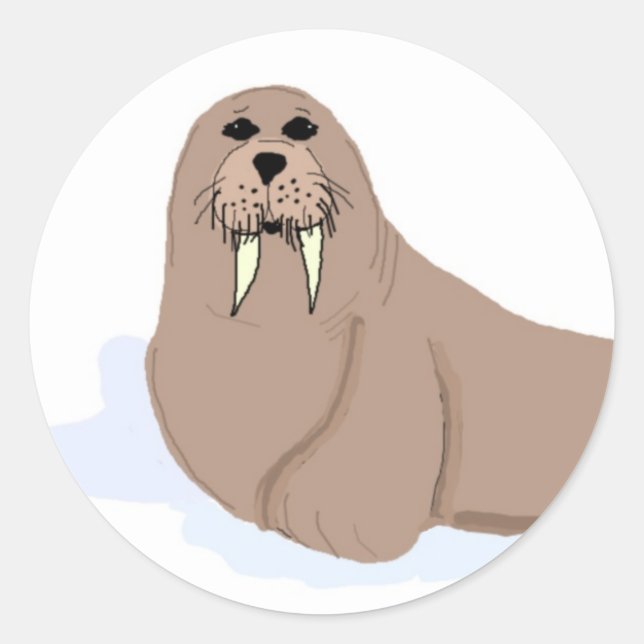 Adesivo Redondo Cartoon Walrus (Frente)