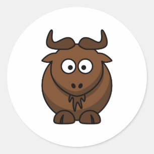 Adesivo Redondo Cartoon Wildebeast