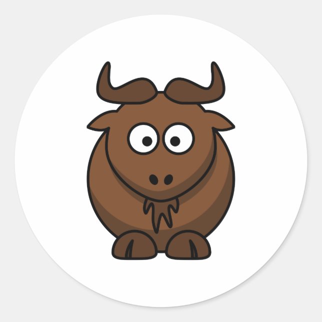 Adesivo Redondo Cartoon Wildebeast
