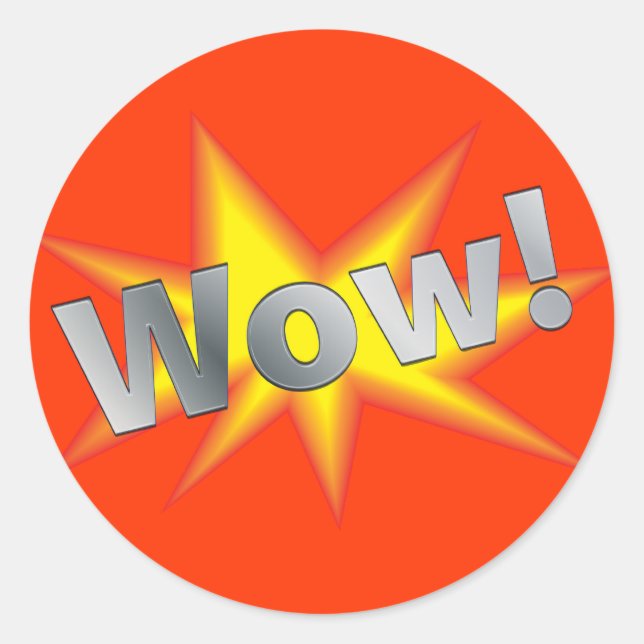 Adesivo Redondo Cartoon WOW (Frente)
