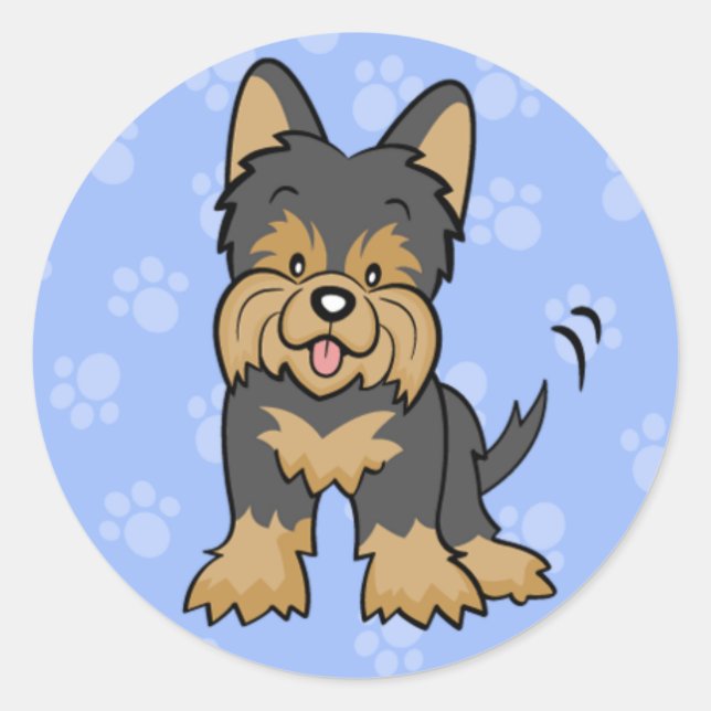 Adesivo Redondo Cartoon Yorkie Sticker (Frente)