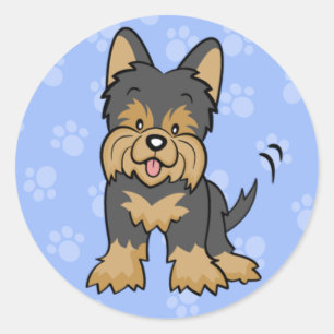 Adesivo Redondo Cartoon Yorkie Sticker