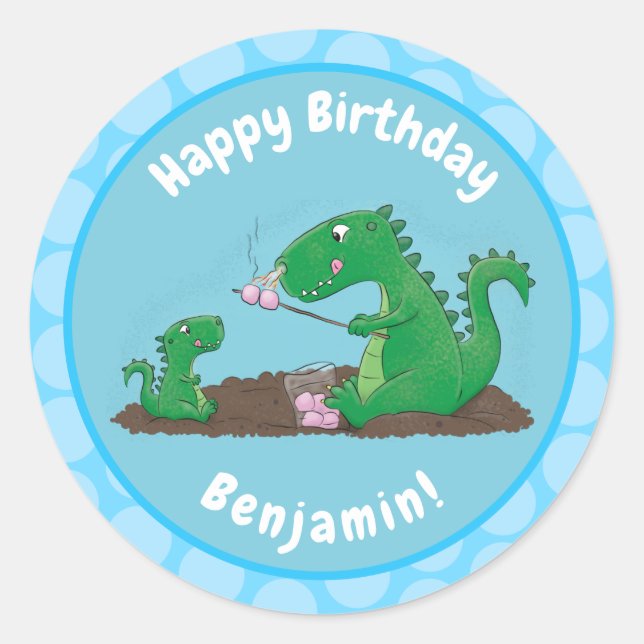 Adesivo Redondo Cartoons de marshmallow de dragões-cúpulas (Frente)