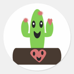 Adesivo Redondo Cartum Cactus