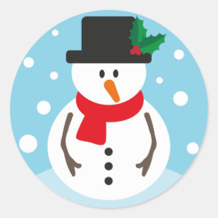 Adesivo Redondo Cartum Festivo Festivo de Natal Snowman
