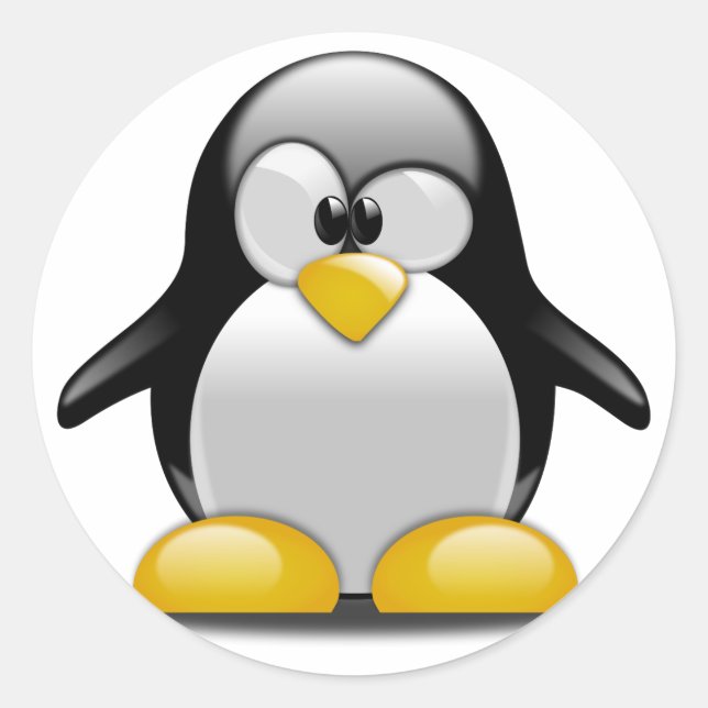 Adesivo Redondo Cartum Pinguim Bonito (Frente)