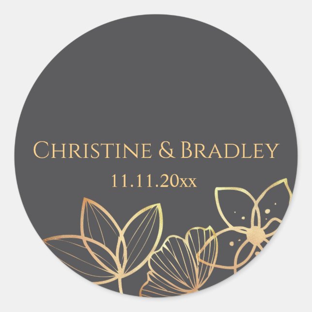 Adesivo Redondo Carvão e Dourado (Frente)