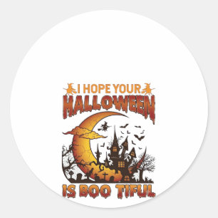 Adesivo Redondo Casa Assombrada Boo Tiful de Halloween Lua Crescen
