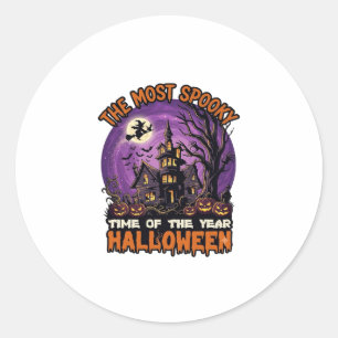 Adesivo Redondo Casa Assombrada de Halloween Mais Assustadora Brux