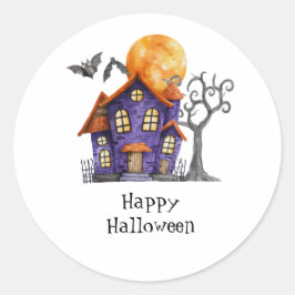 Adesivo Redondo Casa Assombrada Personalizada Feliz Halloween