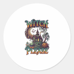 Adesivo Redondo Casa Assombrada Witch Please Cauldron Lua Crescent