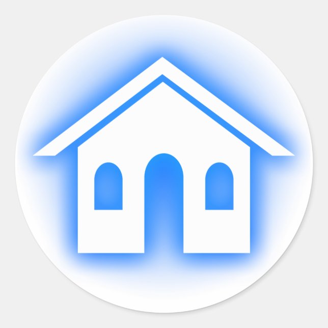 Adesivo Redondo casa azul brilhante (Frente)