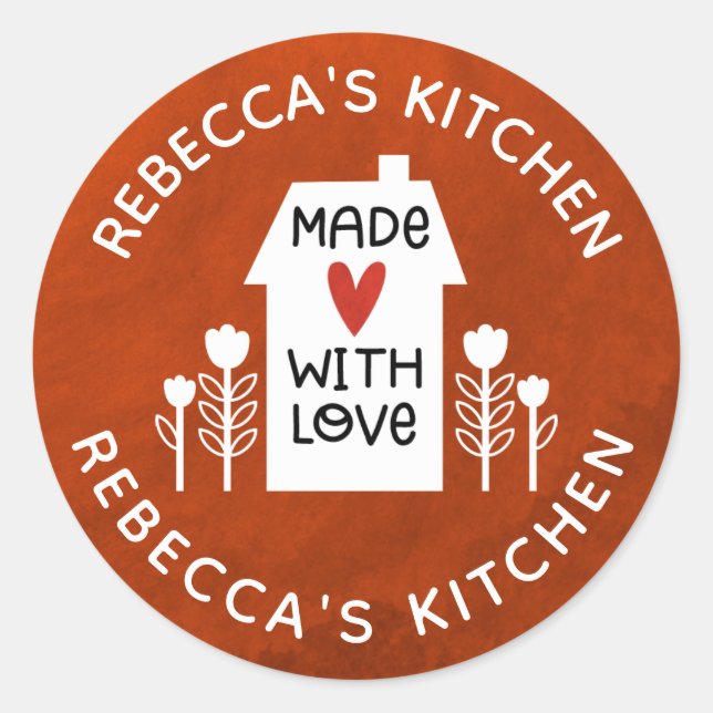 Adesivo Redondo Casa Branca Personalizada Com Amor (Frente)