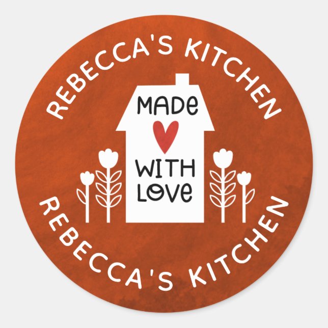 Adesivo Redondo Casa Branca Personalizada Com Amor (Frente)