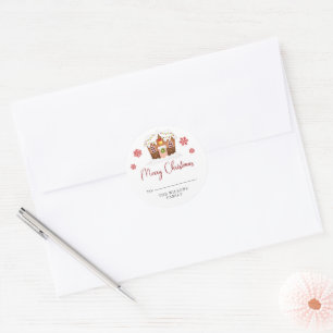 Adesivo Redondo Casa de Biscoito de Natal Personalizada