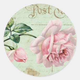 Adesivo Redondo Casa de campo floral elegante dos rosas femininos