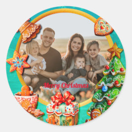 Adesivo Redondo Casa de Doces de Natal e Ano Novo
