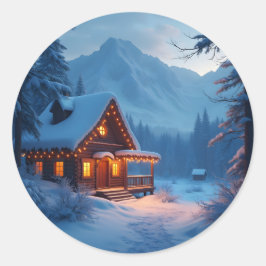 Adesivo Redondo Casa de Férias de Inverno – Clássico Circular Acon