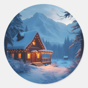 Adesivo Redondo Casa de Férias de Inverno – Clássico Circular Acon