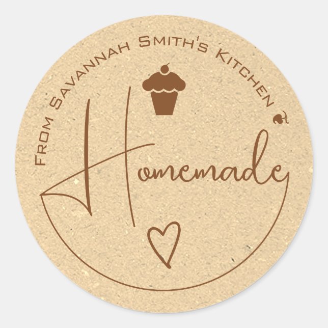 Adesivo Redondo Casa De Papel Kraft Da Cozinha De Beige (Frente)