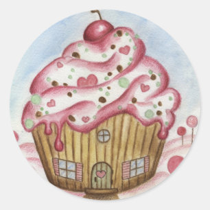 Adesivo Redondo Casa do cupcake