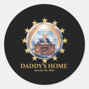 Adesivo Redondo Casa do pai Donald Trump 2025 Oval Office Inaug