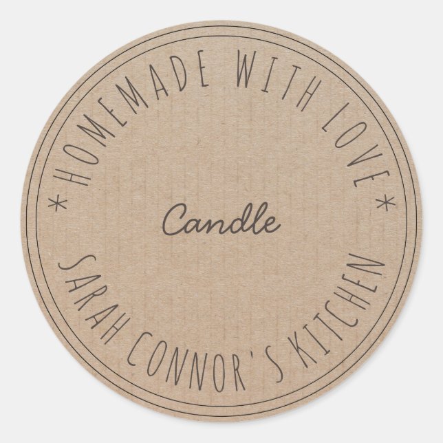Adesivo Redondo Casa feita com amor Candle Kraft Paper (Frente)