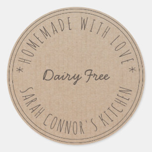 Adesivo Redondo Casa feita com amor Dairy Free Kraft Paper