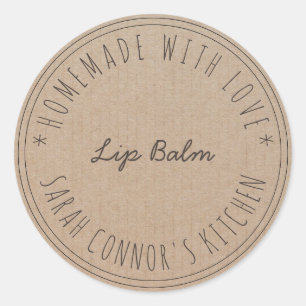 Adesivo Redondo Casa feita com amor Lip Balm Kraft Spa